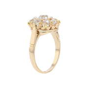 14K Yellow Gold Cluster Diamond Halo Ring