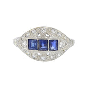 Mid-Century Emerald-cut Sapphire and Diamond Ring