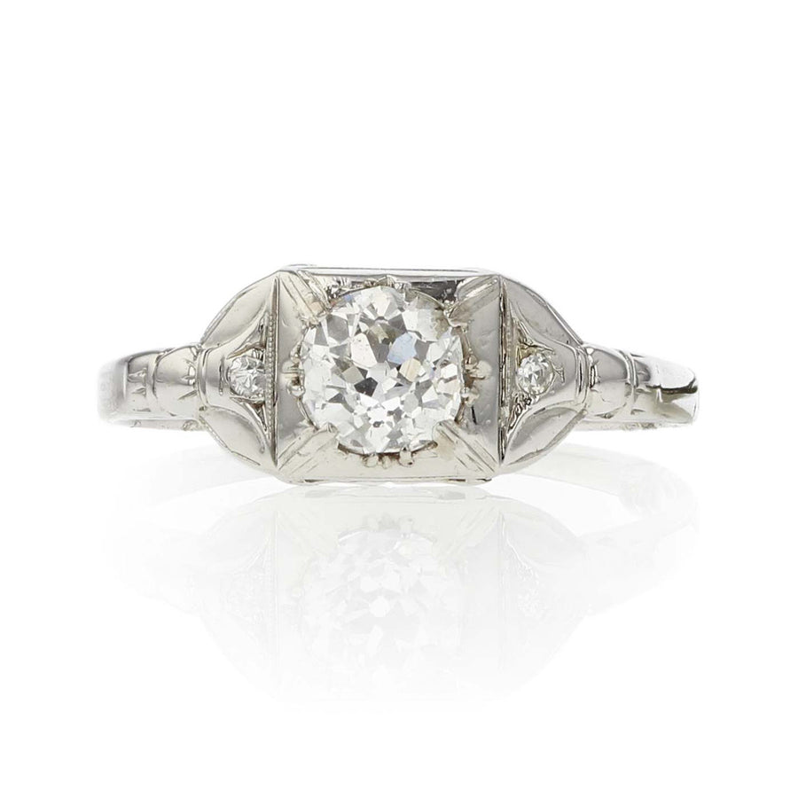 Art Deco Old European Cut Diamond Engagement Ring