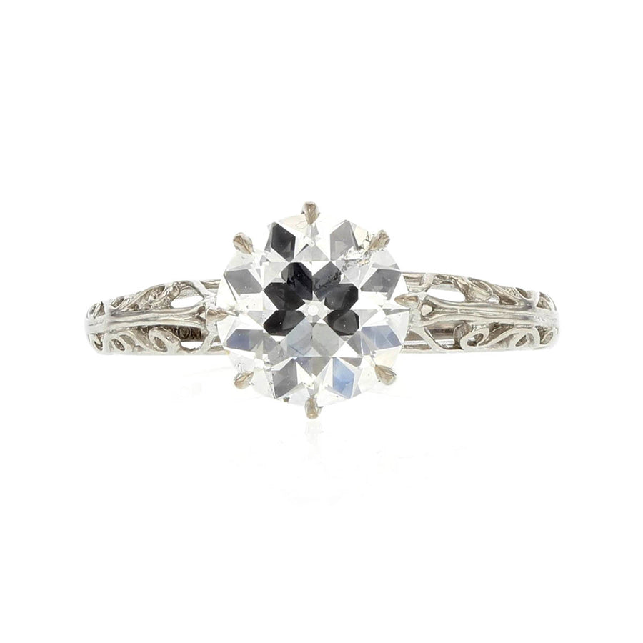 Platinum Diamond Solitaire Filigree Engagement Ring