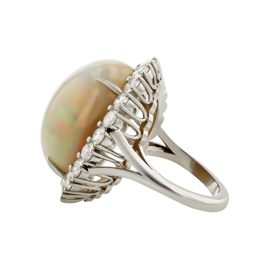 Platinum Ethiopian Opal Diamond Halo Ring