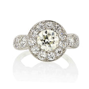 Platinum Old European Cut Diamond Halo Ring