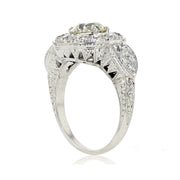 Platinum Old European Cut Diamond Halo Ring