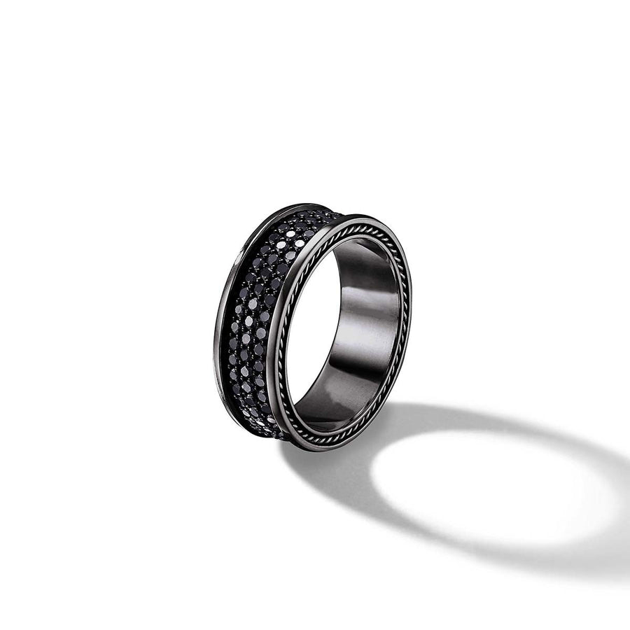 Streamline Three-Row Band Ring with Black Diamonds