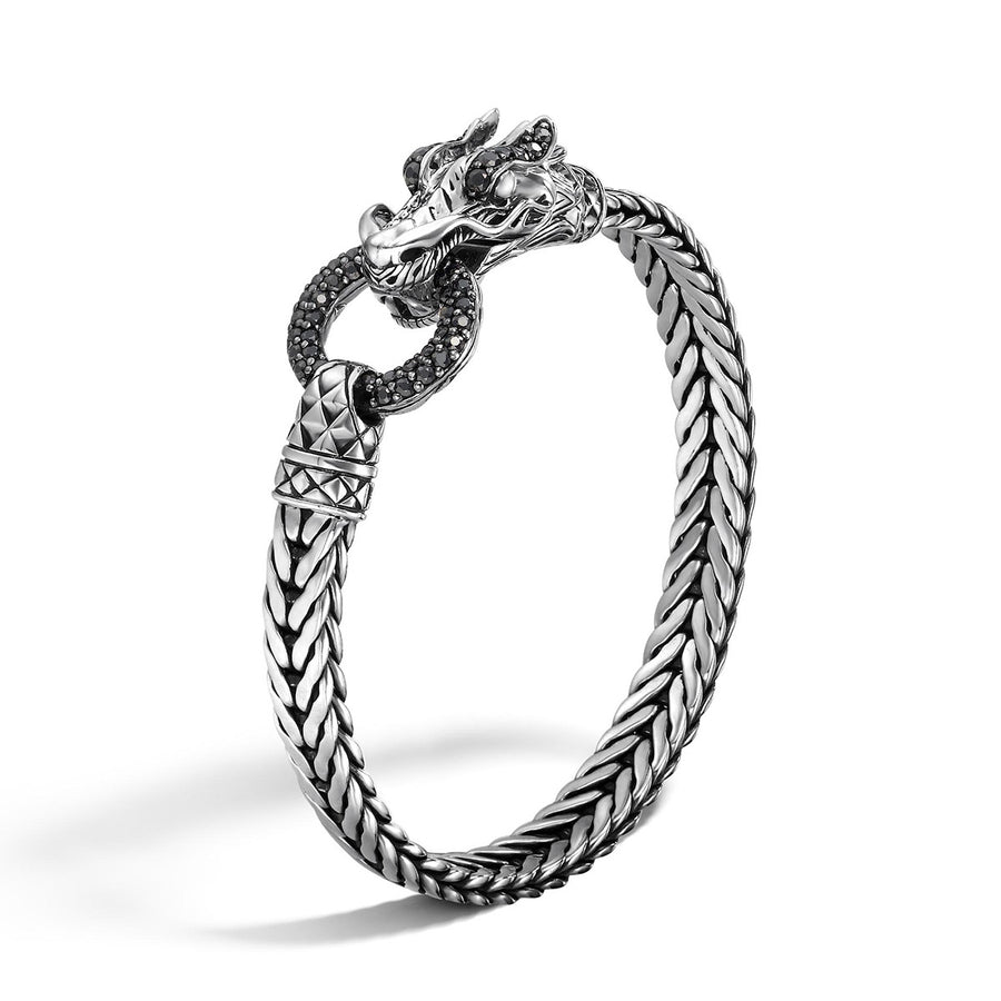 Legends Naga Silver Lava Dragon Head Bracelet with Treated Black Sapphire