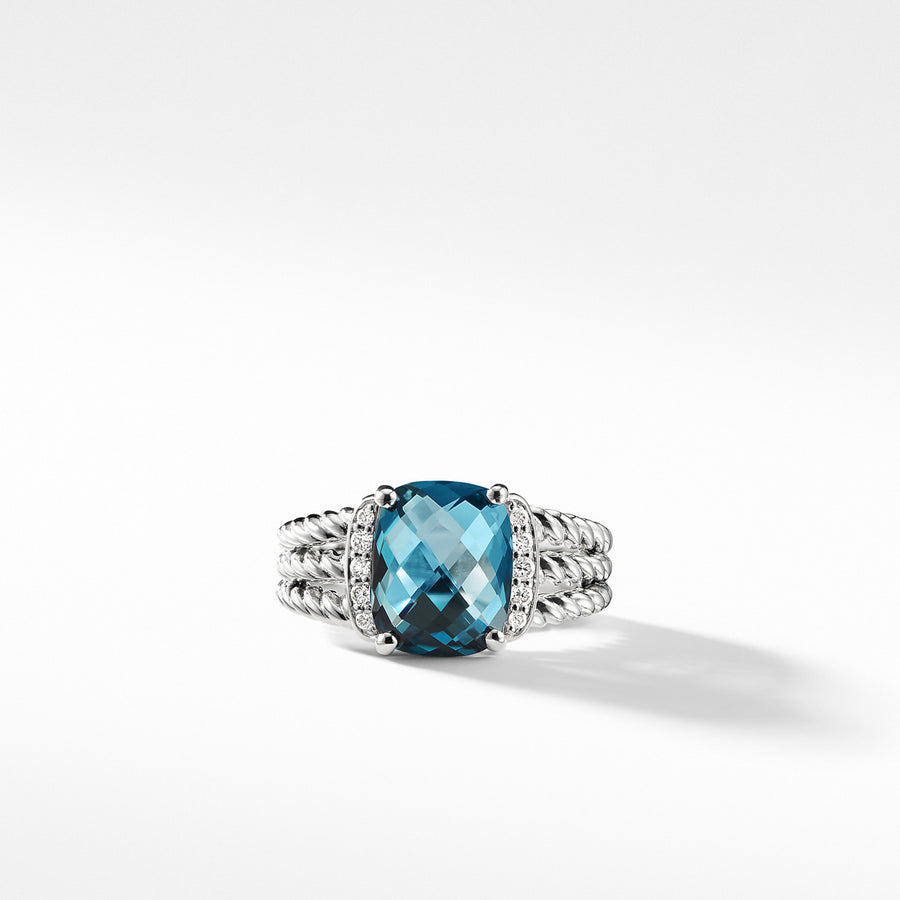 Petite Wheaton Ring with Hampton Blue Topaz and Diamonds