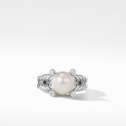 Cable Pearl Ring with Diamonds