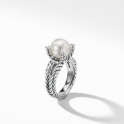 Cable Pearl Ring with Diamonds