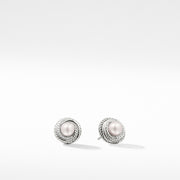 Pearl Crossover Earrings with Diamonds