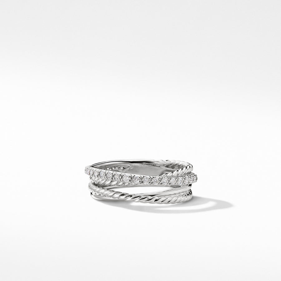 Crossover Ring with Diamonds