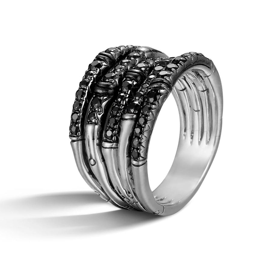 Bamboo Ring with Black Sapphire
