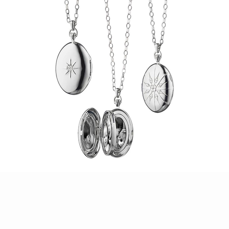 Four Image Premier Locket with Star Burst in Silver