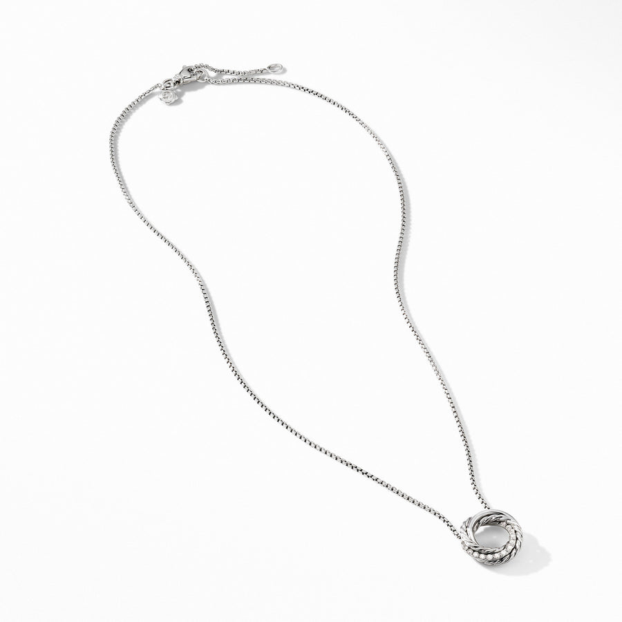 Crossover Mini Pendant Necklace with Diamonds