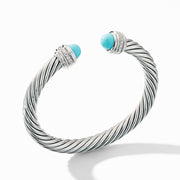Cable Bracelet with Turquoise and Pave Diamonds