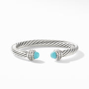 Cable Bracelet with Turquoise and Pave Diamonds