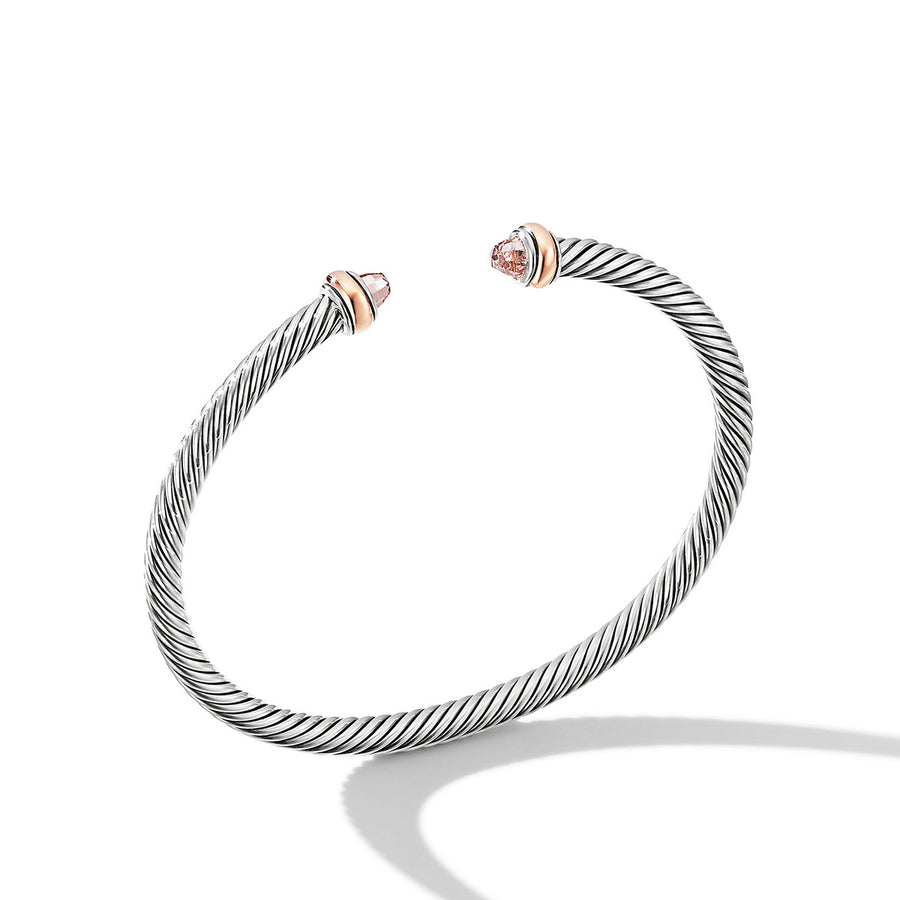 Cable Classics Bracelet in Sterling Silver with Morganite and 18K Rose Gold