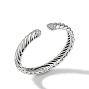 Sculpted Cable 10mm Cuff Bracelet with Pave Diamonds