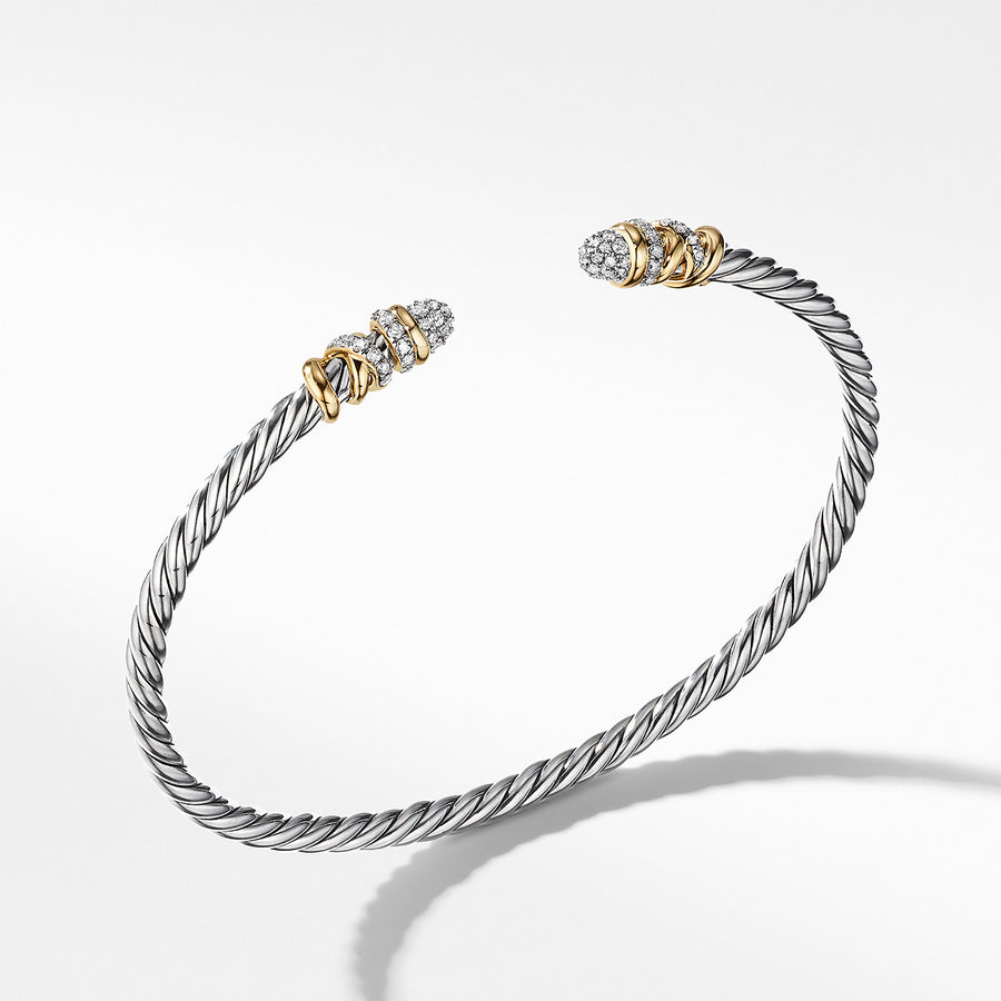 Petite Helena Bracelet in Sterling Silver with 18K Yellow Gold and Pave Diamonds