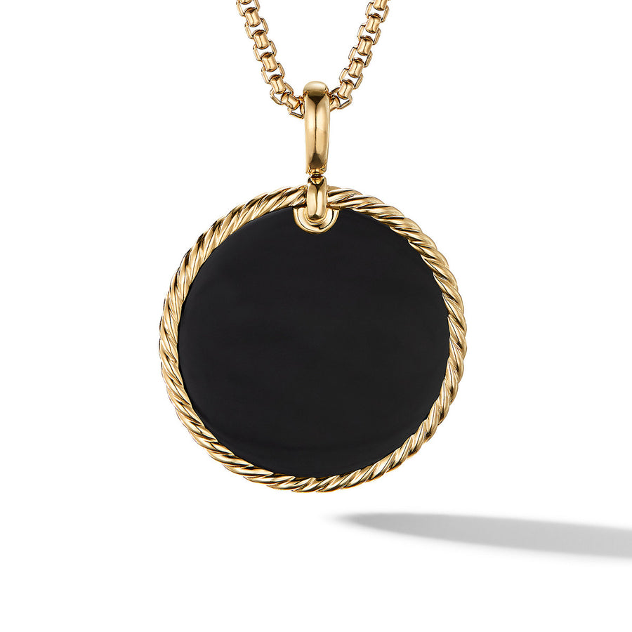 DY Elements Disc Pendant in 18K Yellow Gold with Black Onyx