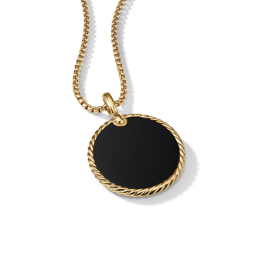 DY Elements Disc Pendant in 18K Yellow Gold with Black Onyx