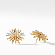 Starburst Stud Earrings in 18K Yellow Gold with Pave Diamonds