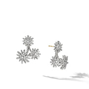Starburst Cluster Earrings in Sterling Silver with Pave Diamonds