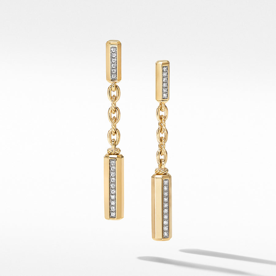 Lexington Chain Drop Earrings in 18K Yellow Gold with Pave Diamonds