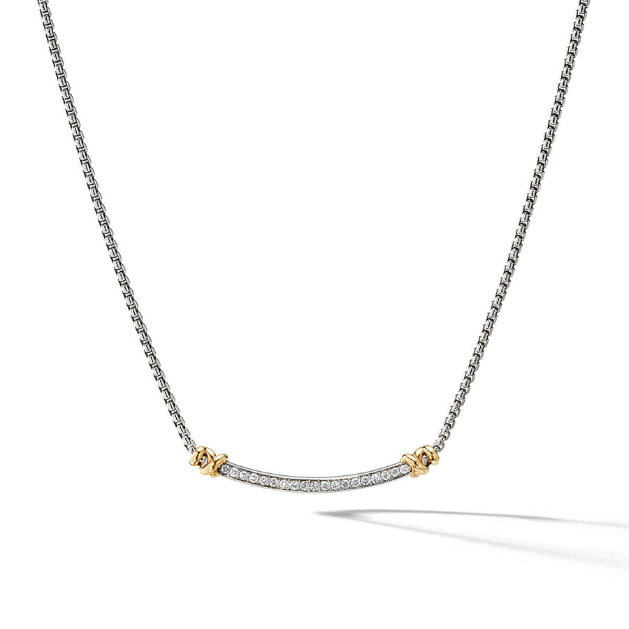 Wrap Station Necklace in Sterling Silver with 18K Yellow Gold and Pave Diamonds