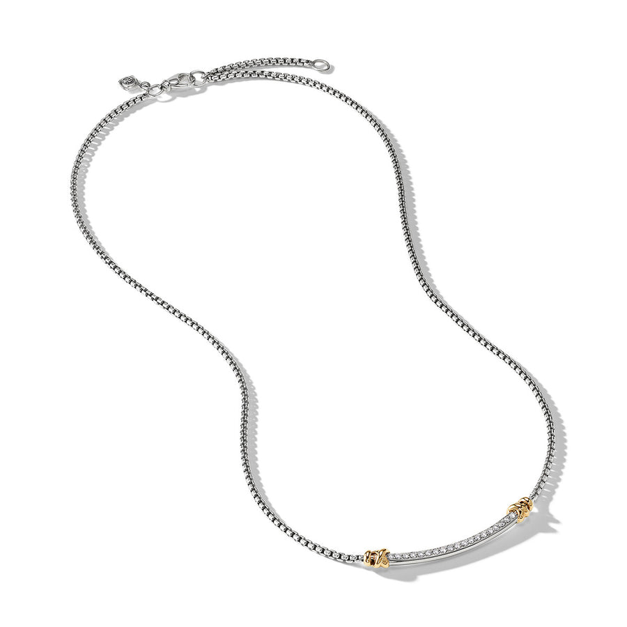 Wrap Station Necklace in Sterling Silver with 18K Yellow Gold and Pave Diamonds