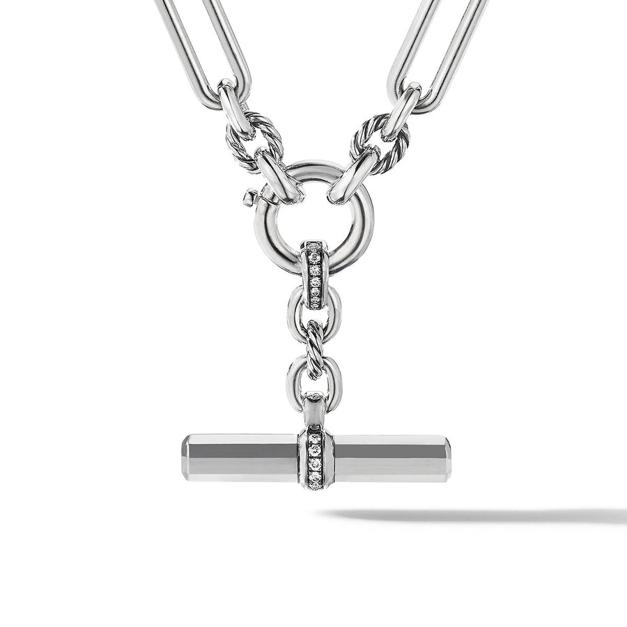 Lexington EW Chain Necklace in Sterling Silver with Pave Diamonds