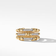 Petite Helena Wrap Three Row Ring in 18K Yellow Gold with Pave Diamonds