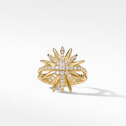 Starburst Ring in 18K Yellow Gold with Pave Diamonds