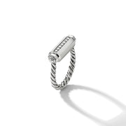 Lexington Barrel Ring in Sterling Silver with Pave Diamonds