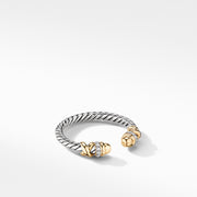 Petite Helena Ring in Sterling Silver with 18K Yellow Gold Domes and Pave Diamonds