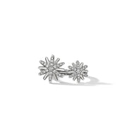 Starburst Bypass Ring in Sterling Silver with Pave Diamonds