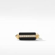 Lexington Barrel Ring in 18K Yellow Gold with Black Onyx and Pave Diamonds