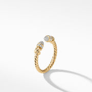 Petite Helena Open Ring in 18K Yellow Gold with Pave Diamonds