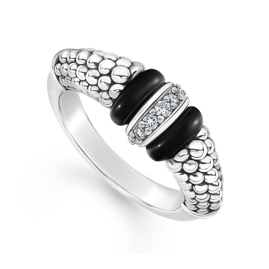 Ceramic and Caviar Diamond Ring