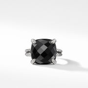 Chatelaine Ring with Black Onyx and Pave Diamonds