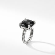 Chatelaine Ring with Black Onyx and Pave Diamonds