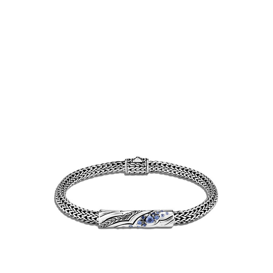 Lahar Silver Extra Small Chain Station Bracelet with Blue Sapphire
