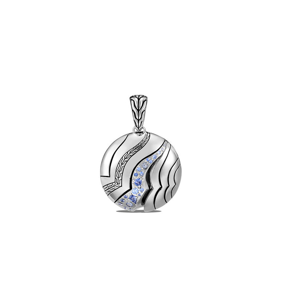 Lahar Silver Round Pendant with Blue Sapphire