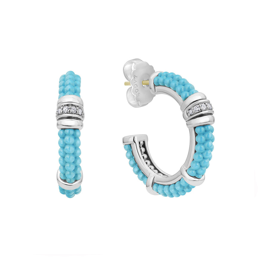 Ceramic and Diamond Hoop Earrings