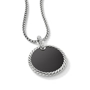 Reversible Disc Pendant with Black Onyx and Mother of Pearl and Pave Diamonds