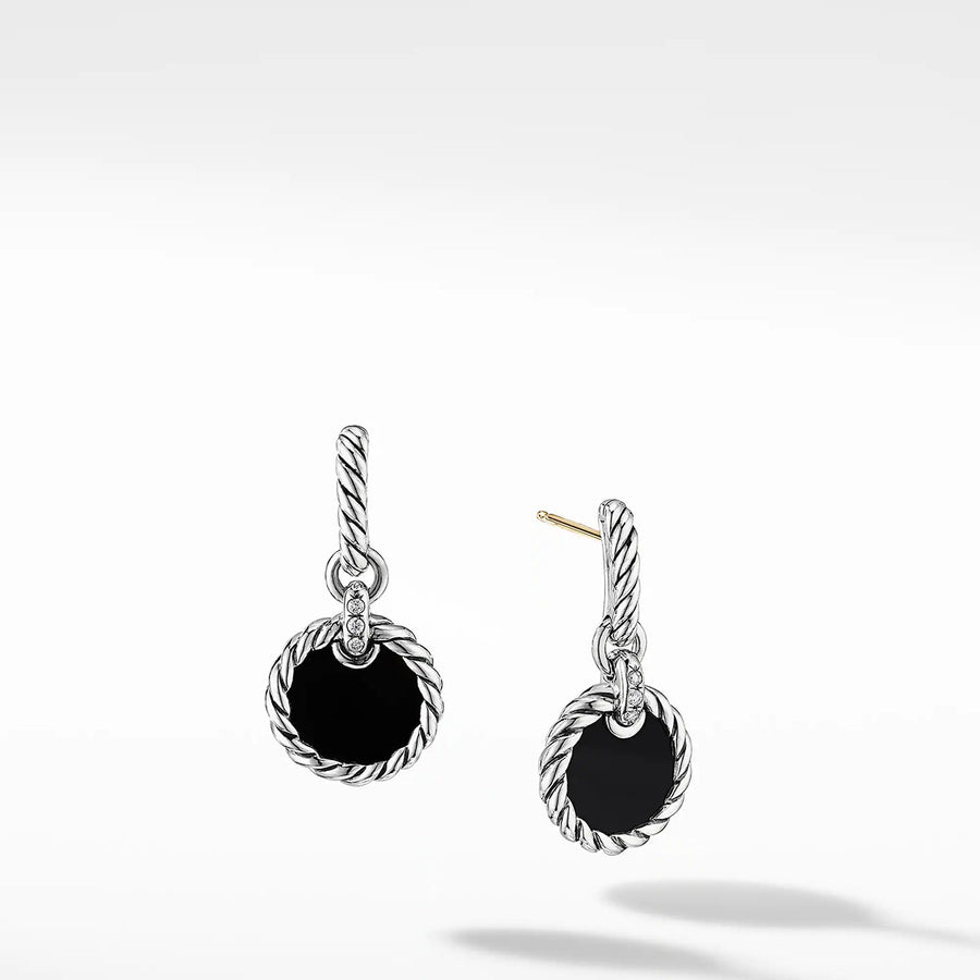 DY Elements Drop Earrings with Black Onyx and Pave Diamonds