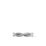 Petite Infinity Band Ring in Sterling Silver with Pave Diamonds