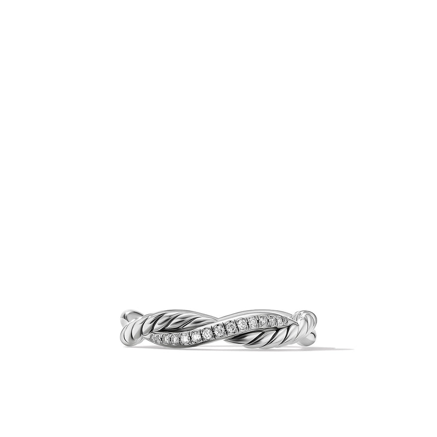 Petite Infinity Twisted Ring with Pave Diamonds