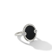 DY Elements Ring in Sterling Silver with Black Onyx and Pave Diamonds