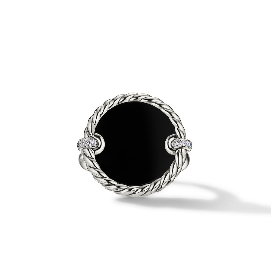 DY Elements Ring in Sterling Silver with Black Onyx and Pave Diamonds
