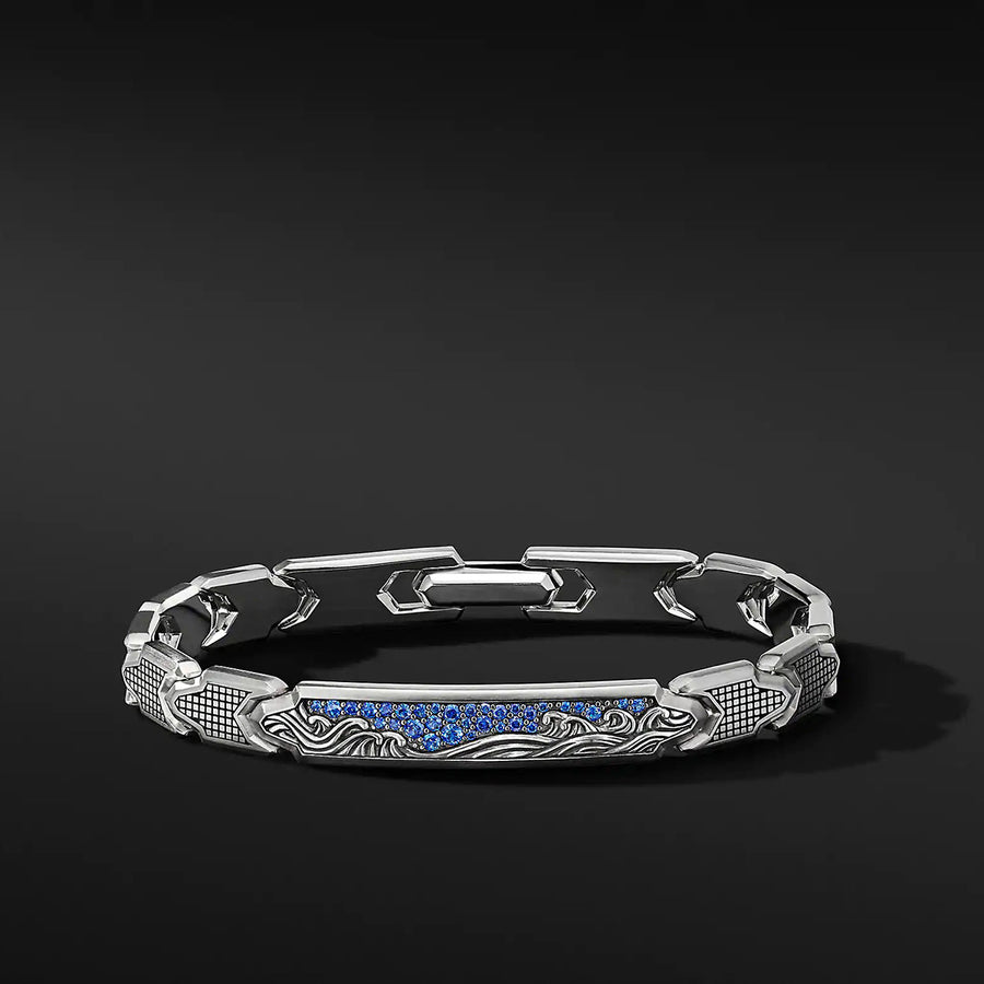 Waves ID Link Bracelet with Pave Sapphires